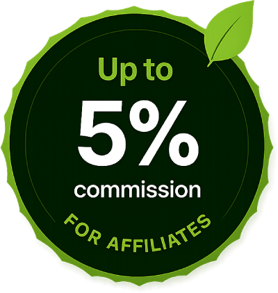 Up to 5% commission for affiliates